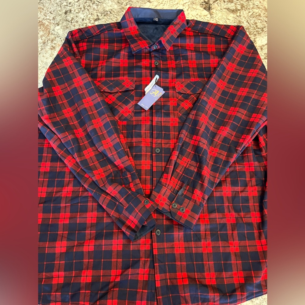 S 2X 5X NEW Alimens & Gentle Men's Button Shacket  Long Sleeve Plaid Microfiber